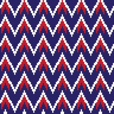 Kırmızı Chevron fuar adası örgü, moda tekstili, grafikler için kusursuz desen tasarımı