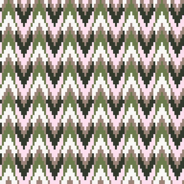 Neutral Colour Chevron Fair Isle Seamless Pattern Design Knitwear Fashion — Stock Vector