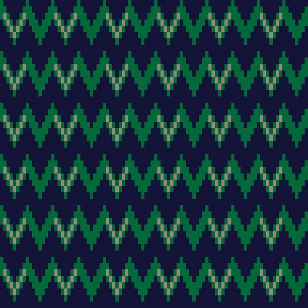 Зелений Chevron Fair Острів Безшовний Дизайн Візерунка Трикотажу Модного Текстилю — стоковий вектор