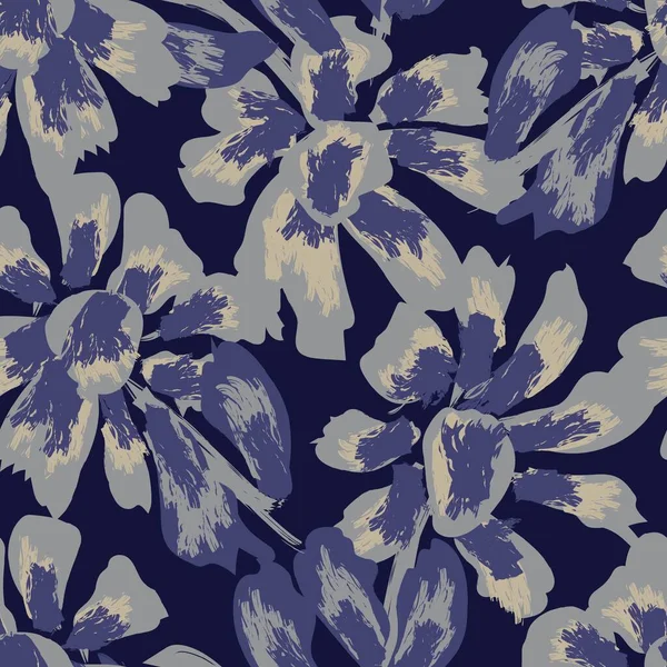 Diseño Patrón Sin Costura Floral Abstracto Azul Para Textiles Gráficos — Archivo Imágenes Vectoriales