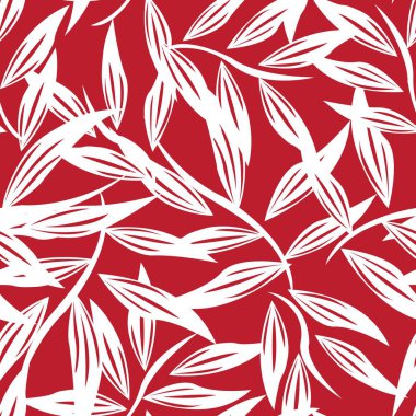 Moda tekstil, grafik ve el sanatları için Kırmızı Tropik Yaprak kusursuz desen tasarımı