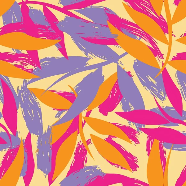 Farbenfrohes Tropical Leaf Nahtloses Muster Design Für Modetextilien Grafik Und Stockillustration