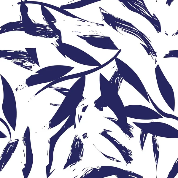 Blue Tropical Leaf Nahtloses Muster Design Für Modetextilien Grafiken Und Stockillustration