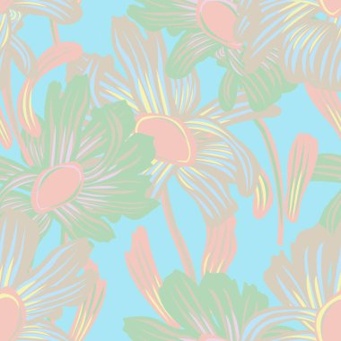 Pastels Botanik Çiçek desensiz moda tekstil, grafik, arka plan ve el sanatları tasarımı