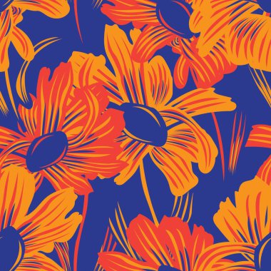 Moda tekstil, grafik, arka plan ve el sanatları için renkli Botanik Çiçeksiz desenli tasarım