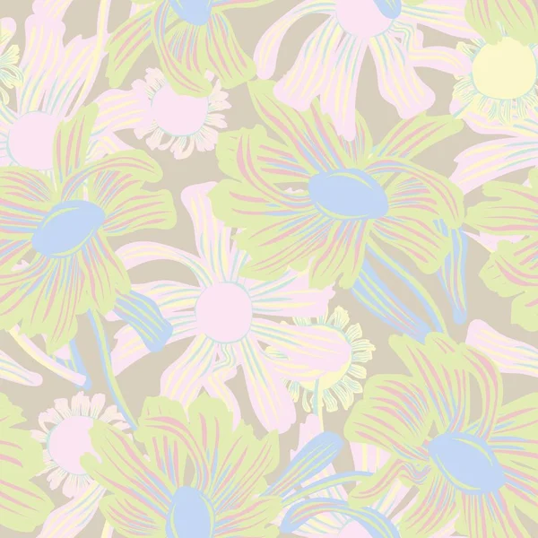 Cor Neutra Botanical Floral Design Padrão Sem Costura Para Têxteis — Vetor de Stock