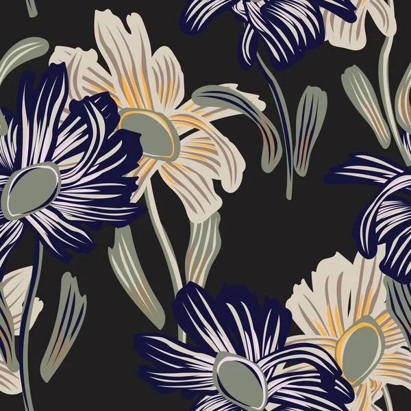 Tarafsız Renkli Botanik Çiçeksiz Moda Tekstil, grafik, arka plan ve el sanatları tasarımı