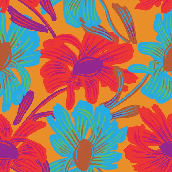 Moda tekstil, grafik, arka plan ve el sanatları için renkli Botanik Çiçeksiz desenli tasarım