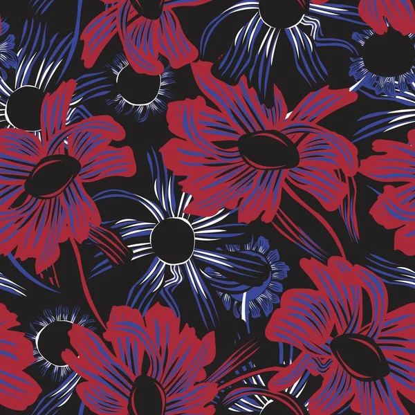 Conception Florale Sans Couture Motif Botanique Rouge Pour Les Textiles — Image vectorielle