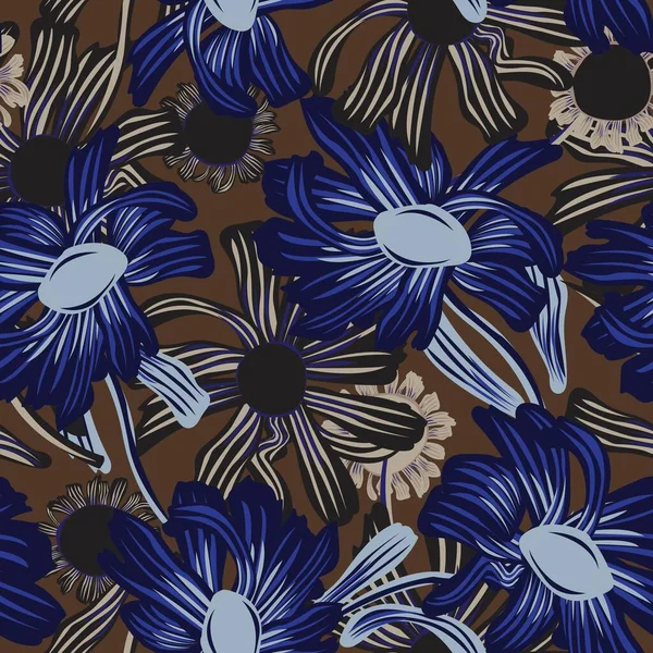 Blue Botanical Floral Design Padrão Sem Costura Para Têxteis Moda — Vetor de Stock