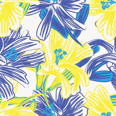 Moda tekstil, grafik, arka plan ve el sanatları için Mavi Soyut Çiçeksiz desenli tasarım