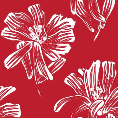 Moda tekstil, grafik, arka plan ve el sanatları için Kırmızı Soyut Çiçeksiz desenli tasarım