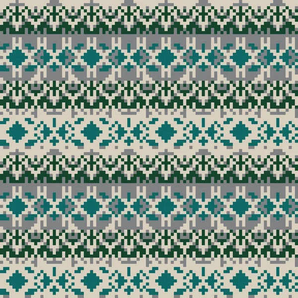 Christmas Snowflake Fair Isle Pattern Design Fashion Textiles Knitwear Graphics — Stock Vector