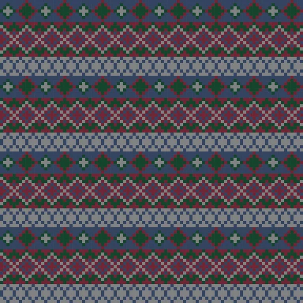 Zielony Argyle Sprawiedliwy Wyspa Bezszwowy Wzór Projektowania Dla Dzianin Tekstylia — Wektor stockowy