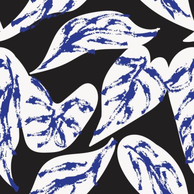 Moda tekstil, grafik ve el sanatları için Mavi Tropikal Yaprak kusursuz desen tasarımı