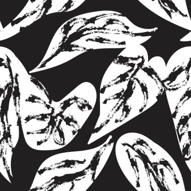 Moda tekstil, grafik ve el sanatları için tek renkli Tropikal Yaprak kusursuz desen tasarımı