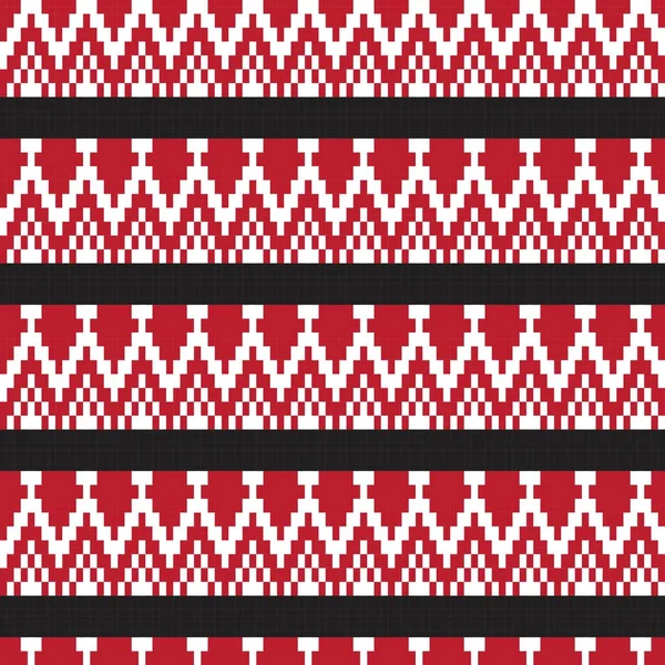 Red Chevron Fair Isle Seamless Pattern Design Knitwear Fashion Textile — Stock Vector