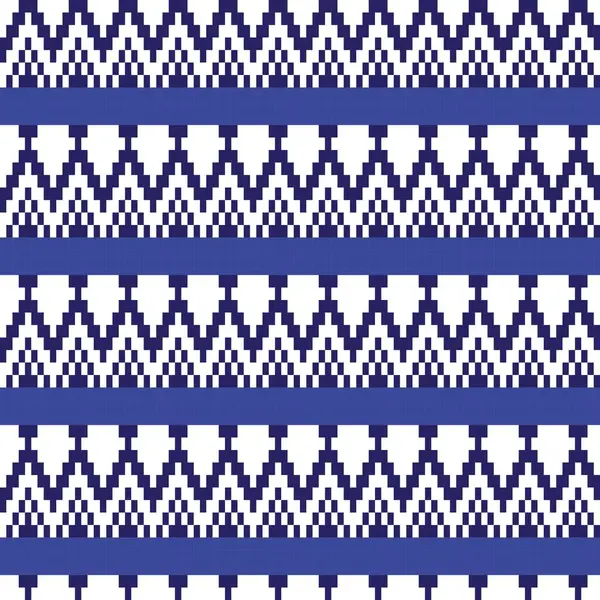 Blue Chevron Fair Isle Seamless Pattern Design Knitwear Fashion Textile — Stock Vector