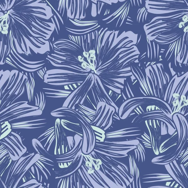 Blue Abstract Design Padrão Sem Costura Floral Para Têxteis Moda — Vetor de Stock