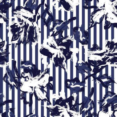 Moda tekstil ve grafikleri için mavi çiçek desenli kusursuz desen tasarımı