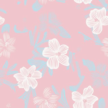Pastels Botanik Çiçek desensiz moda tekstil, grafik, arka plan ve el sanatları tasarımı