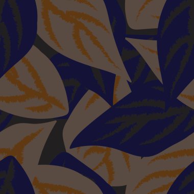 Moda tekstil, grafik ve el sanatları için Mavi Tropikal Yaprak kusursuz desen tasarımı
