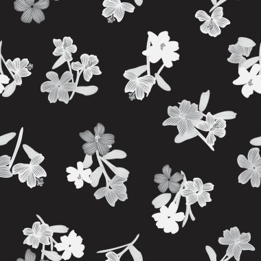 Moda tekstil, grafik, arka plan ve el sanatları için tek renkli bitki desenli desen tasarımı