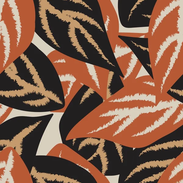 Neutral Colour Tropical Leaf Nahtloses Muster Design Für Modetextilien Grafiken Stockillustration
