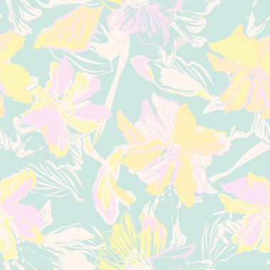 Moda tekstil, grafik, arka plan ve el sanatları için Pastel Soyut Çiçeksiz desen tasarımı