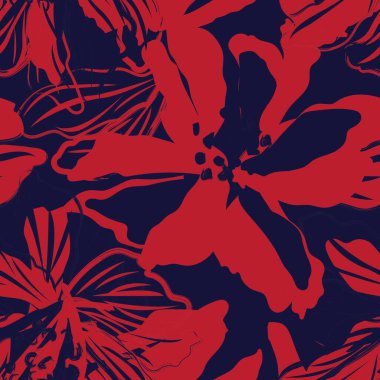 Moda tekstil, grafik, arka plan ve el sanatları için Kırmızı Soyut Çiçeksiz desenli tasarım