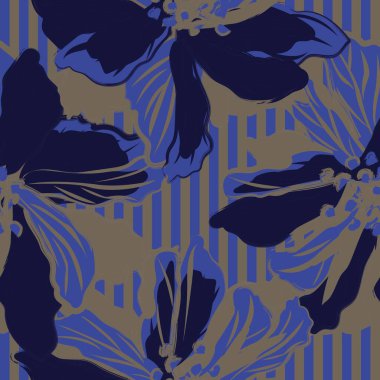 Moda tekstil ve grafikleri için mavi çiçek desenli kusursuz desen tasarımı