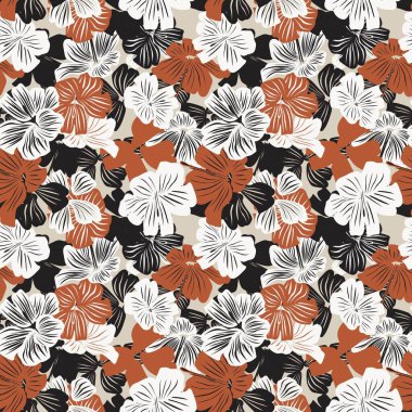 Tarafsız Renkli Botanik Çiçeksiz Moda Tekstil, grafik, arka plan ve el sanatları tasarımı