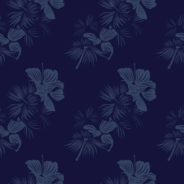 Mavi Botanik Çiçeksiz Moda tekstil, grafik, arka plan ve el sanatları için desensiz dizayn