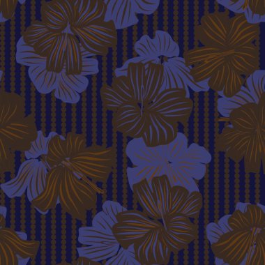 Mavi Botanik Çiçeksiz Moda tekstil, grafik, arka plan ve el sanatları için desensiz dizayn