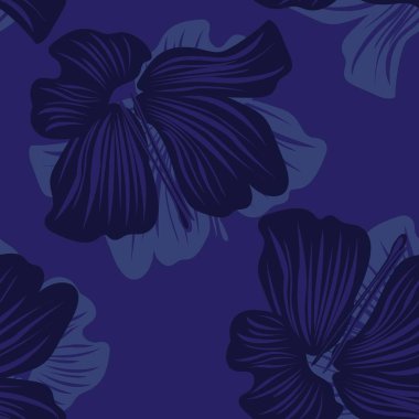 Mavi Botanik Çiçeksiz Moda tekstil, grafik, arka plan ve el sanatları için desensiz dizayn