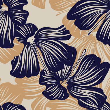 Tarafsız Renkli Botanik Çiçeksiz Moda Tekstil, grafik, arka plan ve el sanatları tasarımı