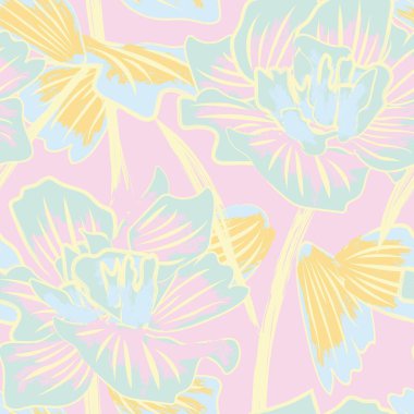 Moda tekstil, grafik, arka plan ve el sanatları için Pastel Soyut Çiçeksiz desen tasarımı