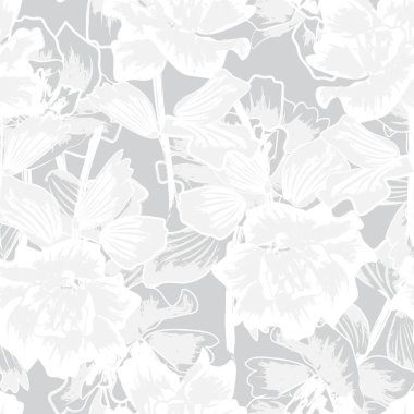 Moda tekstil, grafik, arkaplan ve el sanatları için tek renkli çiçek desensiz desen tasarımı