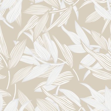 Tarafsız Renkli Tropikal Yaprak Moda tekstil, grafik ve el sanatları için kusursuz desen tasarımı