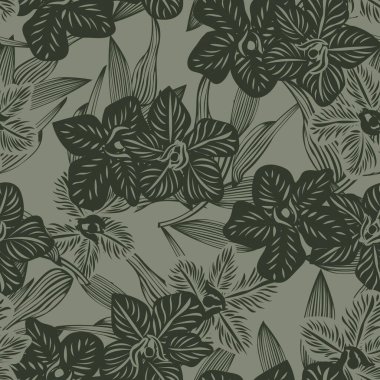 Tarafsız Renkli Botanik Çiçeksiz Moda Tekstil, grafik, arka plan ve el sanatları tasarımı