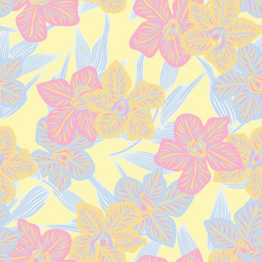 Pastels Botanik Çiçek desensiz moda tekstil, grafik, arka plan ve el sanatları tasarımı