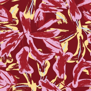 Moda tekstil, grafik, arka plan ve el sanatları için Kırmızı Soyut Çiçeksiz desenli tasarım