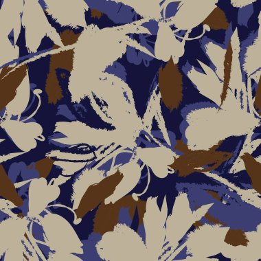 Moda tekstil, grafik, arka plan ve el sanatları için Mavi Soyut Çiçeksiz desenli tasarım