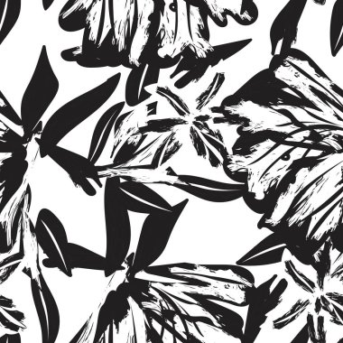 Moda tekstil, grafik, arkaplan ve el sanatları için tek renkli çiçek desensiz desen tasarımı