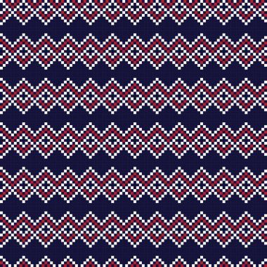 Kırmızı Argyle adası örgü, moda tekstili, grafikler için pürüzsüz desen tasarımı