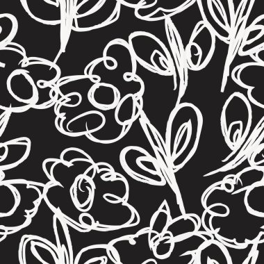 Moda tekstil, grafik, arkaplan ve el sanatları için tek renkli çiçek desensiz desen tasarımı