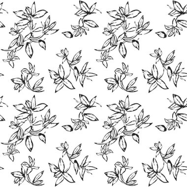 Moda tekstil, grafik, arkaplan ve el sanatları için tek renkli çiçek desensiz desen tasarımı