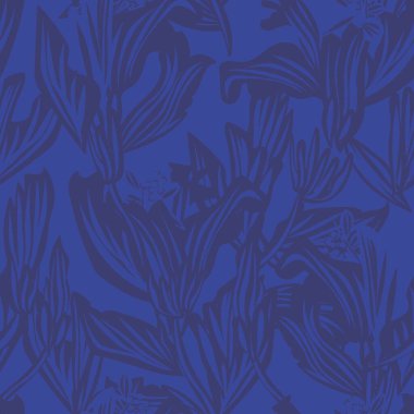 Mavi Botanik Çiçeksiz Moda tekstil, grafik, arka plan ve el sanatları için desensiz dizayn