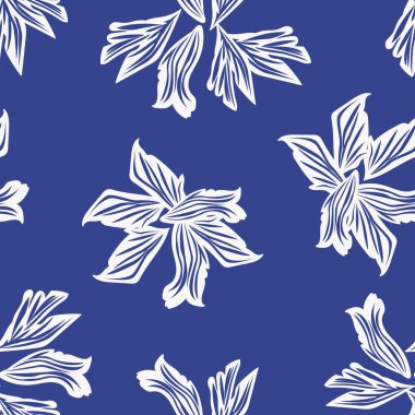 Mavi Botanik Çiçeksiz Moda tekstil, grafik, arka plan ve el sanatları için desensiz dizayn