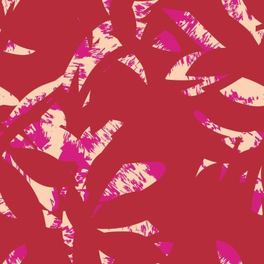 Moda tekstil, grafik ve el sanatları için Kırmızı Tropik Yaprak kusursuz desen tasarımı